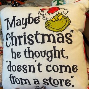 Grinch Christmas Quote Pillow - White